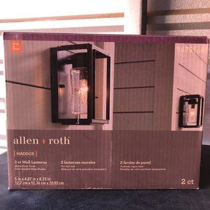 allen + roth 2-Pack "MADDOX" 1-Light 8.25-in Black Outdoor Wall Light 1479168